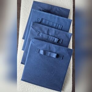 Set of 4 Blue Fabric Storage Bins